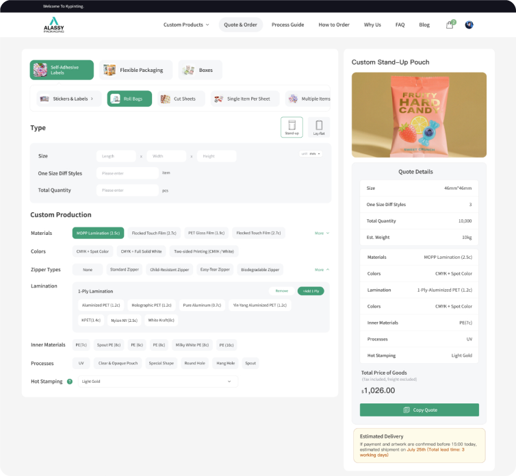 Instant online pricing and live tracking dashboard